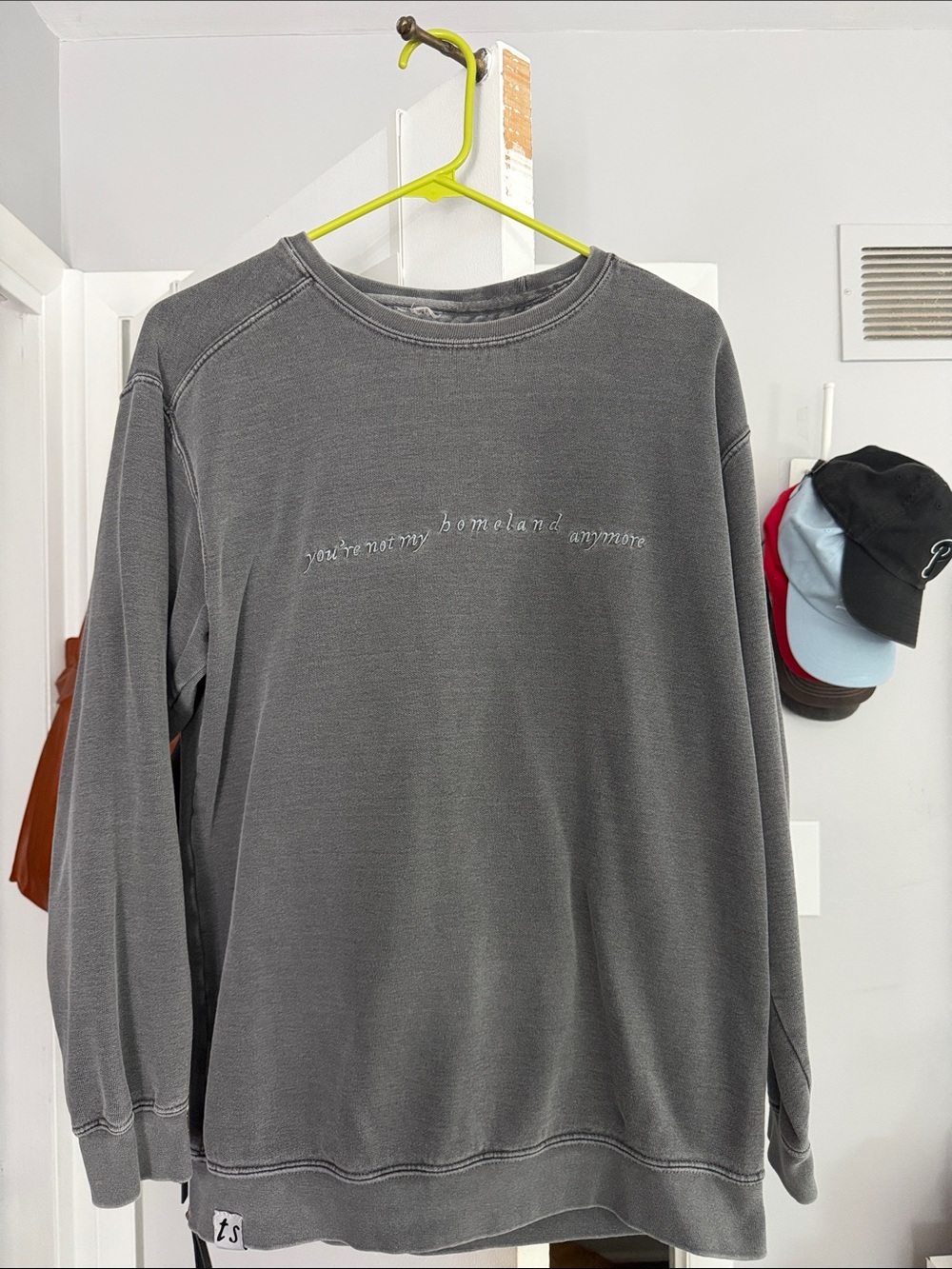 Taylor Swift Gray Crewneck Sweatshirt with Subtle Script to Song Exile